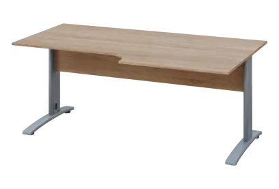 ERK 18 - 188 stůl kancelářský, rohový, pravý, kovová podnož stříbrná, deska 18 mm, široký 1800 mm, dub bardolino